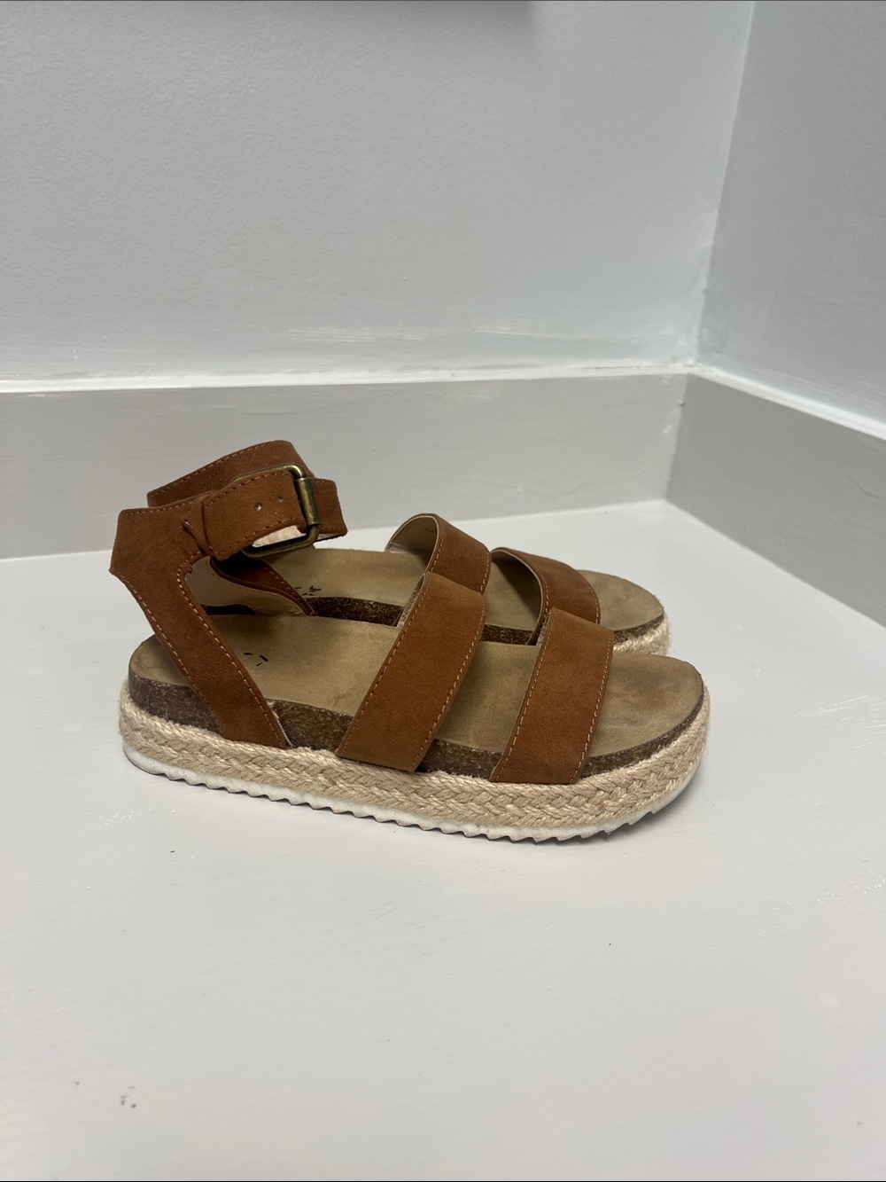 art class Brown Braided Platform Sandals for Kids